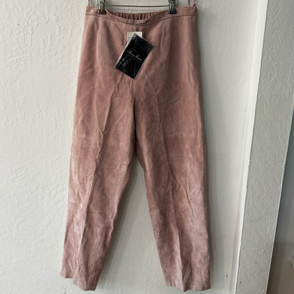 Terry Lewis Classic Luxuries Pants - Terry Lewis Classic Luxuries 100% Leather Pink Side Zip Pull On Trouser Pants 12